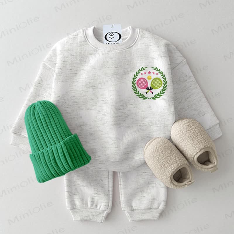 Baby Tennis Racket Print 2-piece Light Grey Set - Light Grey - 2-3T - image 1