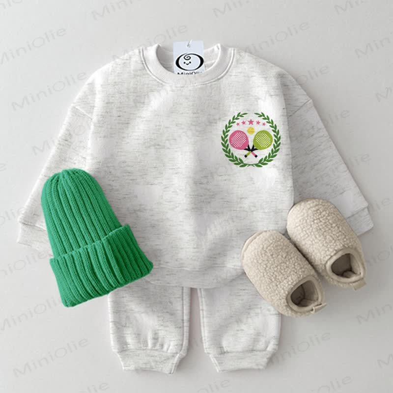 Baby Tennis Racket Print 2-piece Light Grey Set - Light Grey - 2-3T - image 1