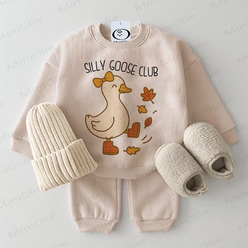 SILLY GOOSE CLUB Baby Beige Sweatshirt and Pants 2-piece Set - Beige - 2-3T - image 1