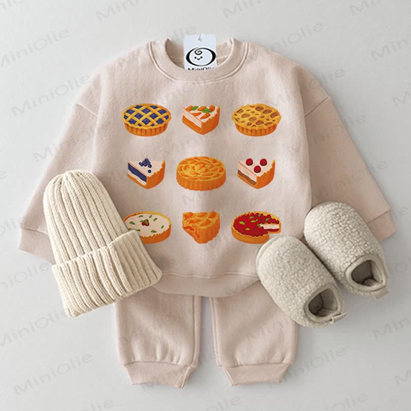 Baby Beige Pie Sweatshirt and Pants 2-piece Set - Beige - 2-3T - image 1