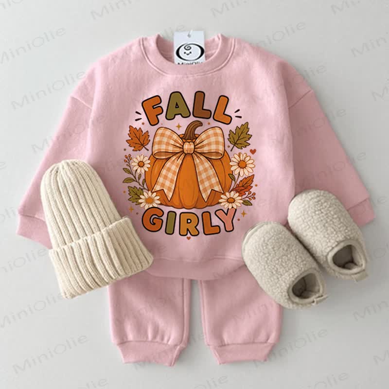 FALL GIRLY Baby Pumpkin 2-piece Pink Set - Pink - 2-3T - image 1