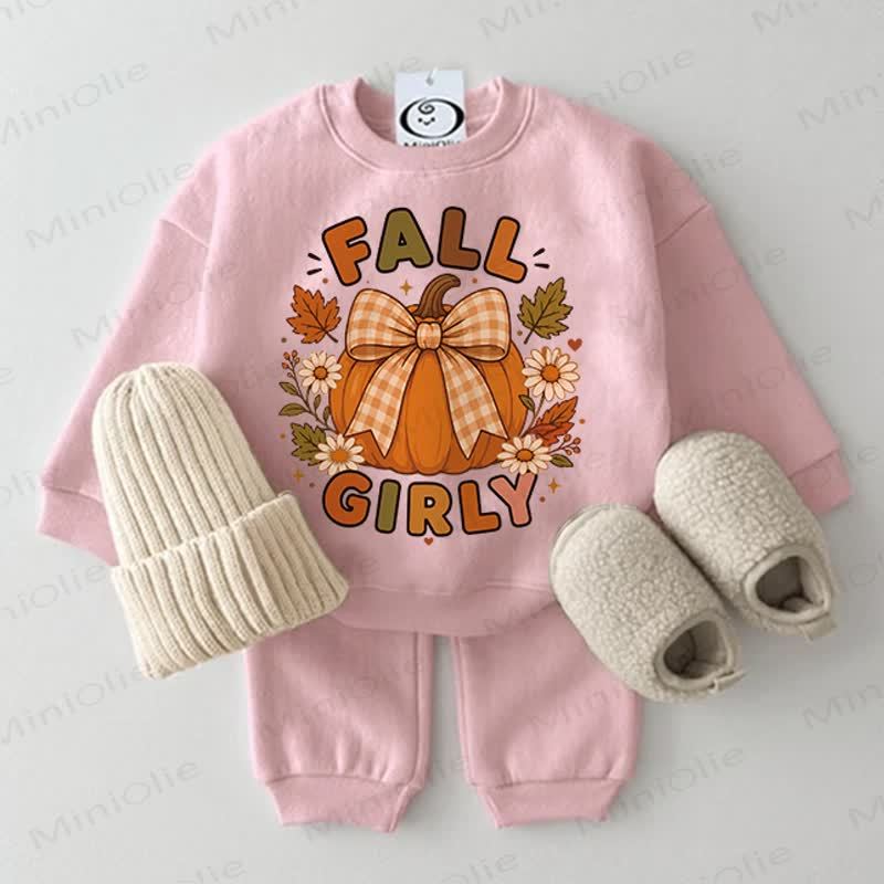 FALL GIRLY Baby Pumpkin 2-piece Pink Set - Pink - 2-3T - image 1