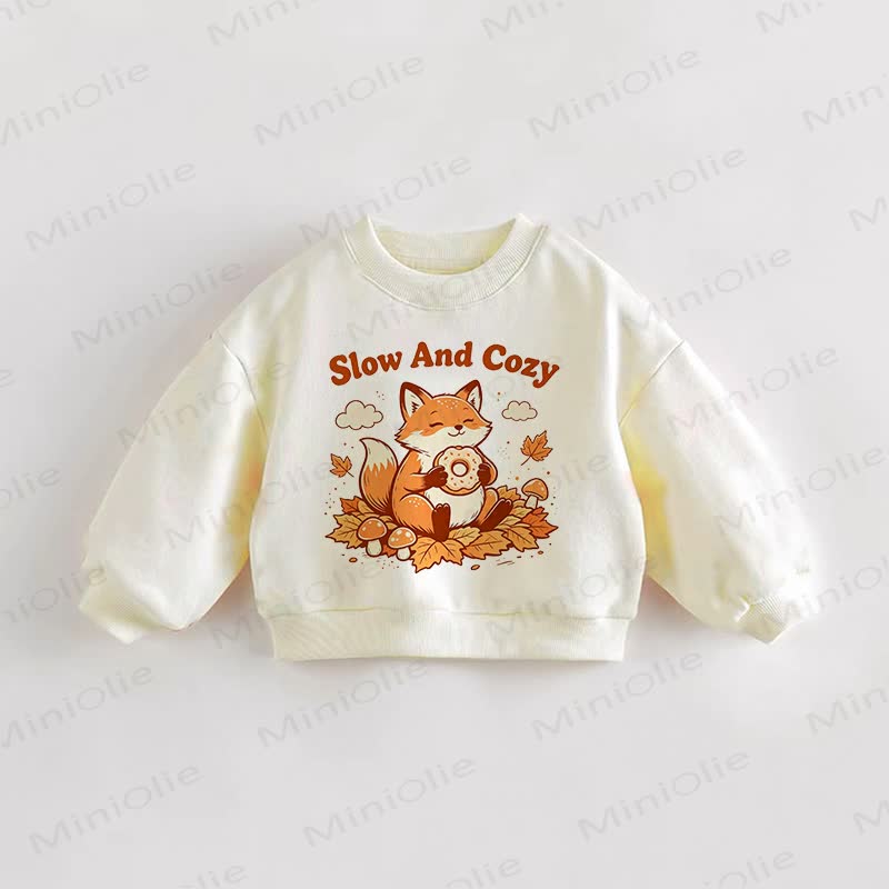 SLOW AND COZY Baby Toddler Fox Sweatshirt - Cream - 3-5T - image 1