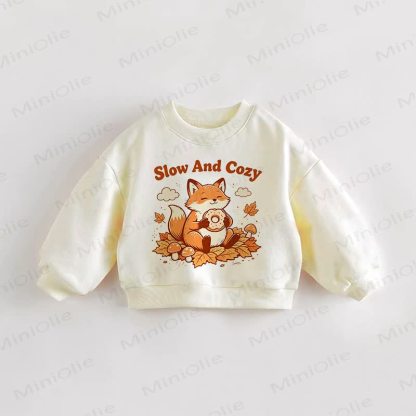 SLOW AND COZY Baby Toddler Fox Sweatshirt - Cream - 3-5T - image 1