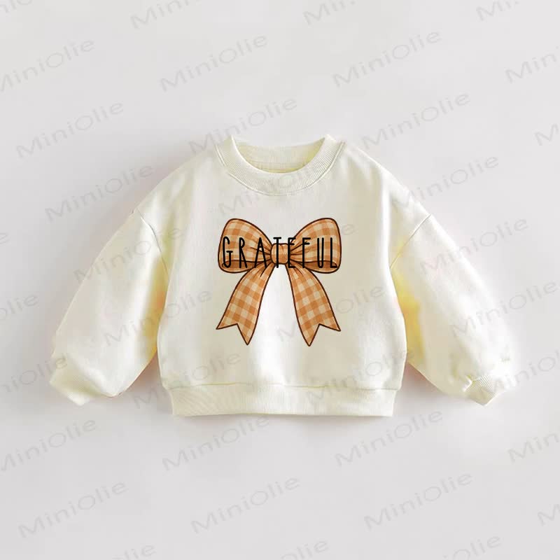 GRATEFUL Baby Toddler Bow Sweatshirt - Cream - 3-5T - image 1