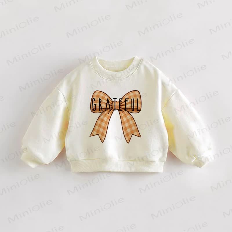 GRATEFUL Baby Toddler Bow Sweatshirt - Cream - 3-5T - image 1