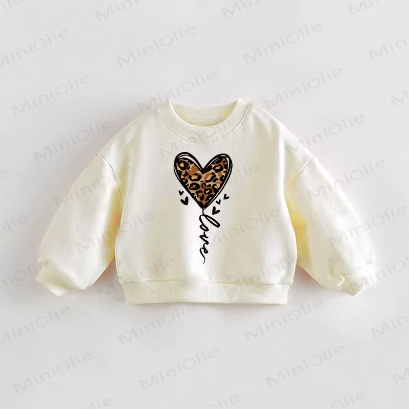 Baby Toddler Leopard Heart Sweatshirt - Cream - 3-5T - image 1