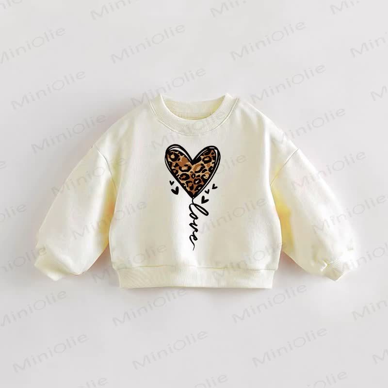 Baby Toddler Leopard Heart Sweatshirt - Cream - 3-5T - image 1