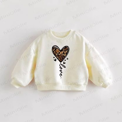Baby Toddler Leopard Heart Sweatshirt - Cream - 3-5T - image 1