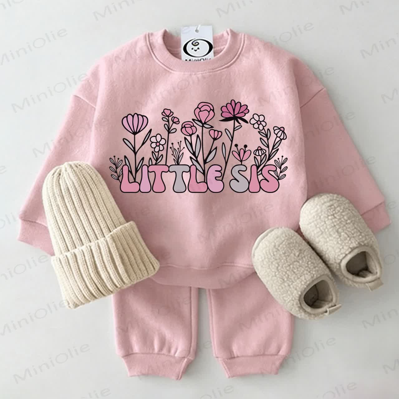 LITTLE SIS Baby Sweatshirt 2-piece Pink Set - Pink - 2-3T - image 1