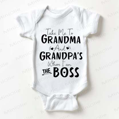 TAKE ME TO GRANDMA AND GRANDPA'S WHERE I AM THE BOSS Baby White Bodysuit - White - 18-24M - image 1