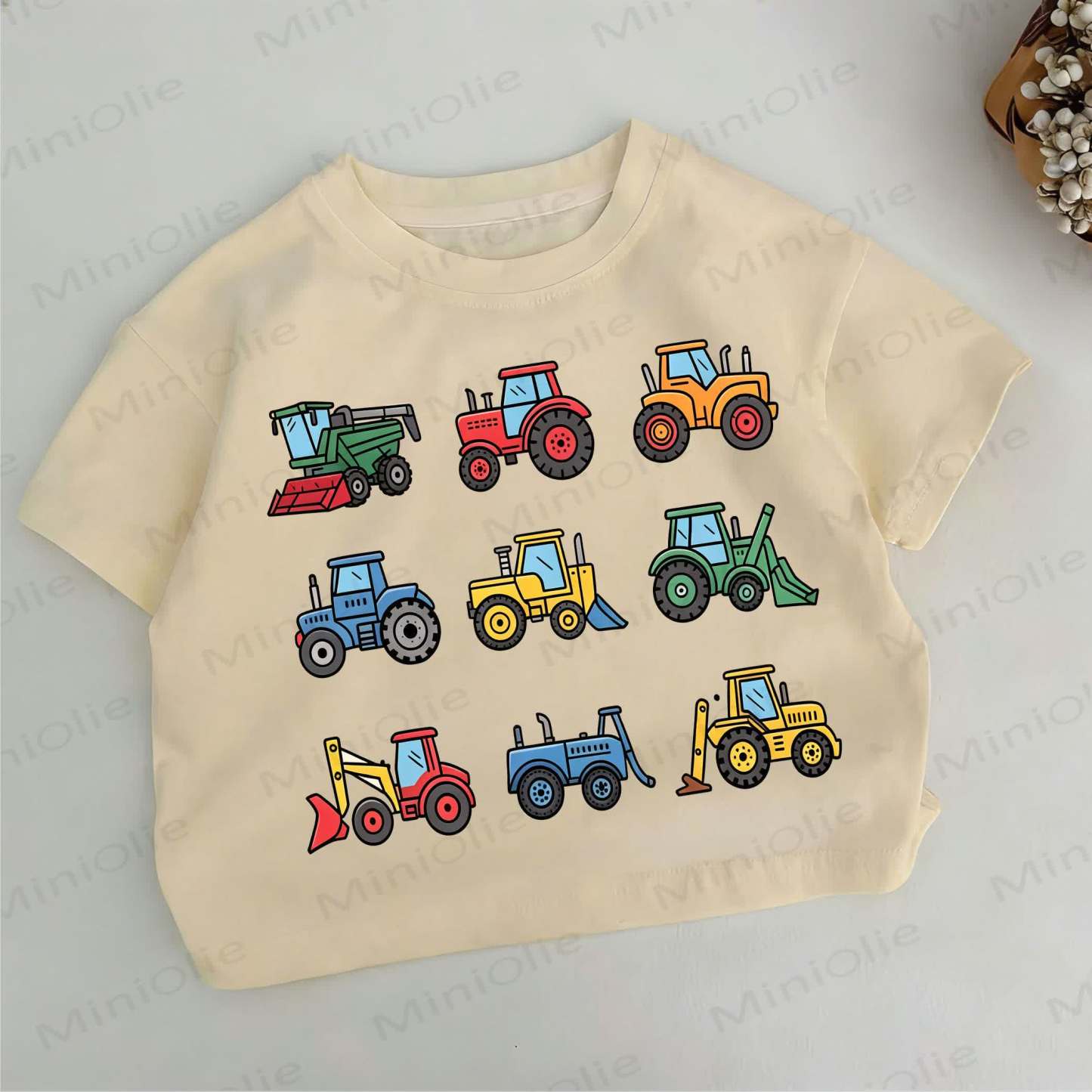 Toddler Boys Vehicle Print Khaki T-shirt - Khaki - 6-7T - image 1