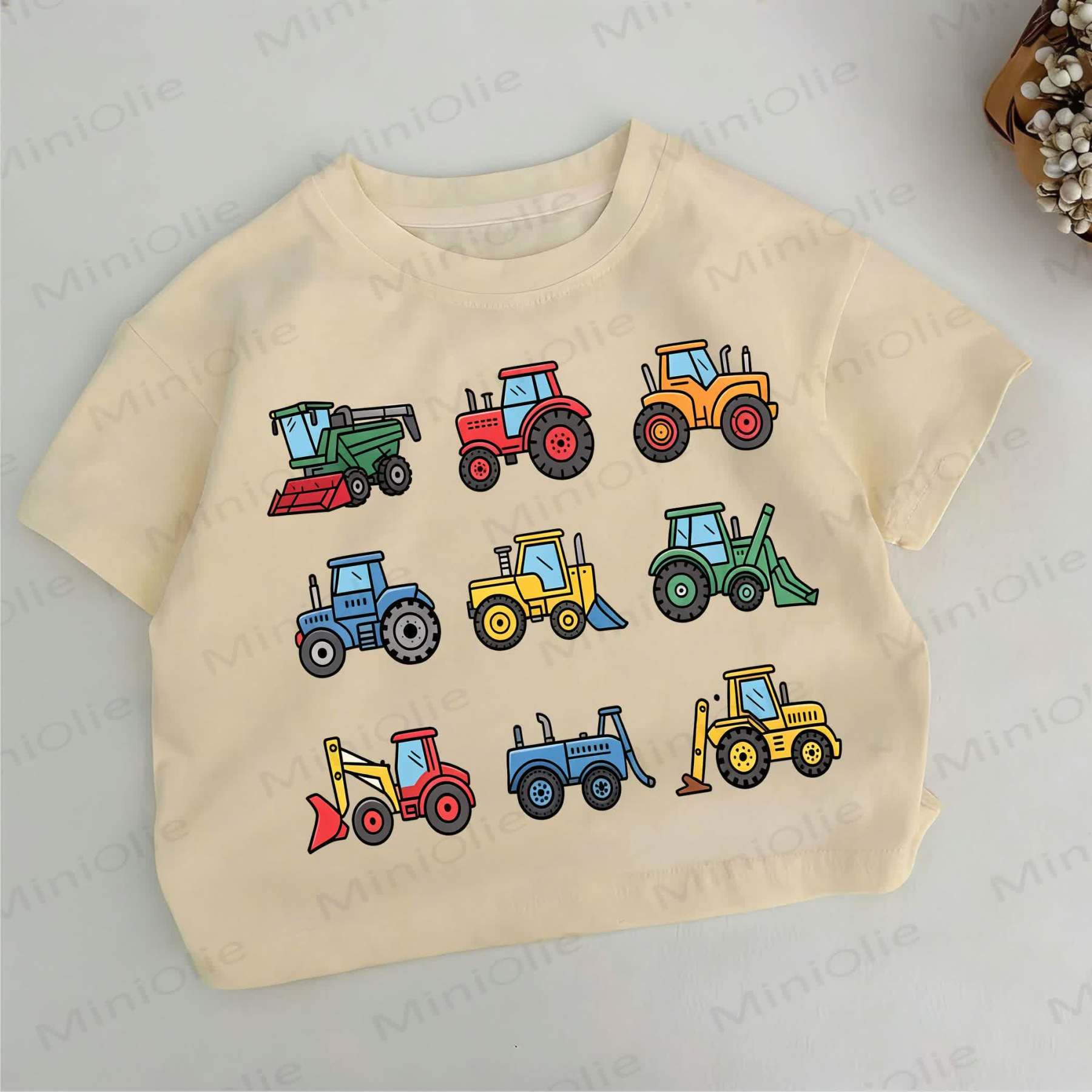Toddler Boys Vehicle Print Khaki T-shirt - Khaki - 6-7T - image 1