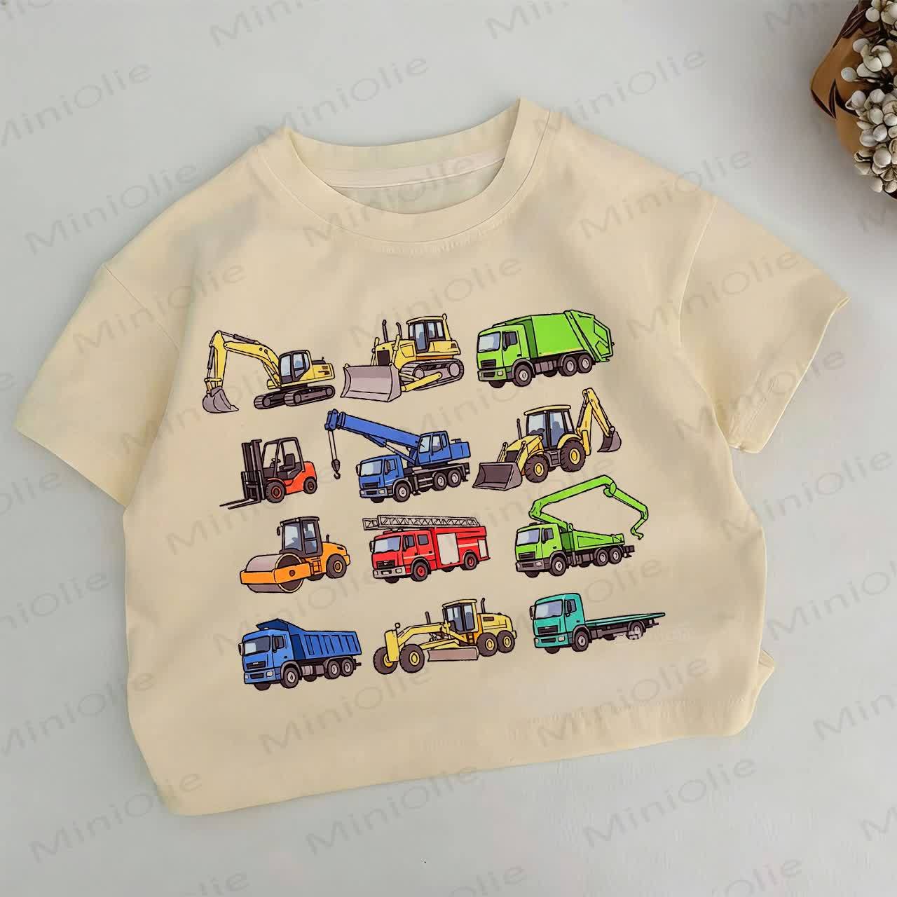 Toddler Boys Vehicle Print Khaki T-shirt - Khaki - 6-7T - image 1