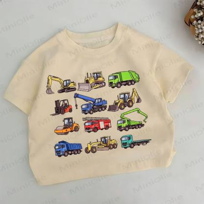 Toddler Boys Vehicle Print Khaki T-shirt - Khaki - 6-7T - image 1
