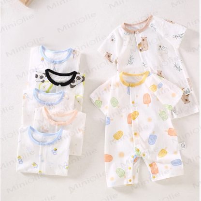 Baby Cotton White Short Sleeves Romper - image 1