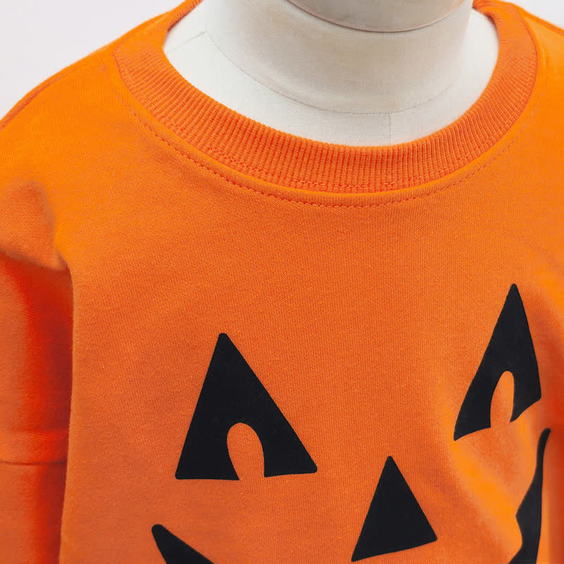 Toddler Pumpkin Face Sweatshirt and Plaid Pants/Skort 2-piece Set - image 4