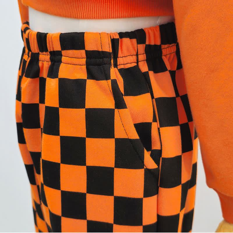 Toddler Pumpkin Face Sweatshirt and Plaid Pants/Skort 2-piece Set - image 5