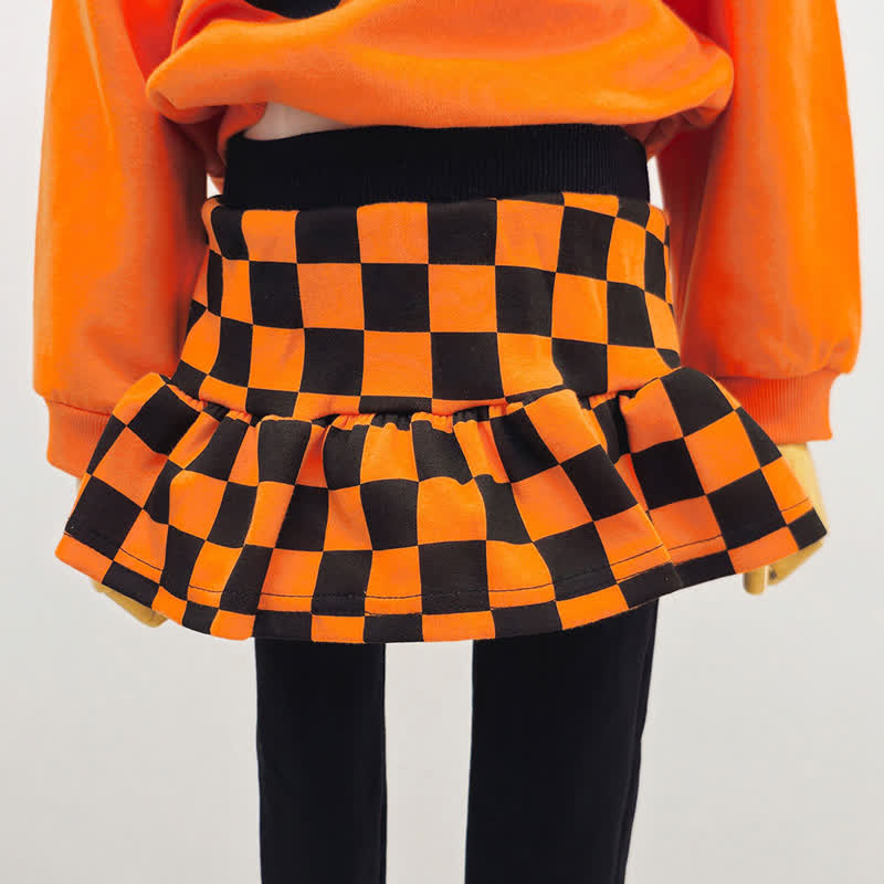 Toddler Pumpkin Face Sweatshirt and Plaid Pants/Skort 2-piece Set - image 6