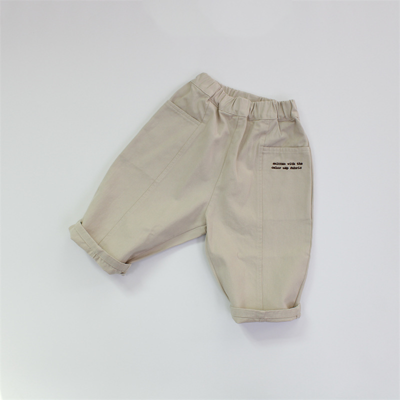 Toddler Embroidered Letters Solid Color Relaxed Pants - White - 8-9T - image 2