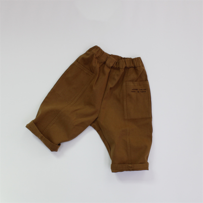 Toddler Embroidered Letters Solid Color Relaxed Pants - Brown - 8-9T - image 3