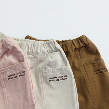 Toddler Embroidered Letters Solid Color Relaxed Pants - image 6