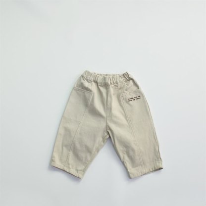 Toddler Embroidered Letters Solid Color Relaxed Pants - image 5