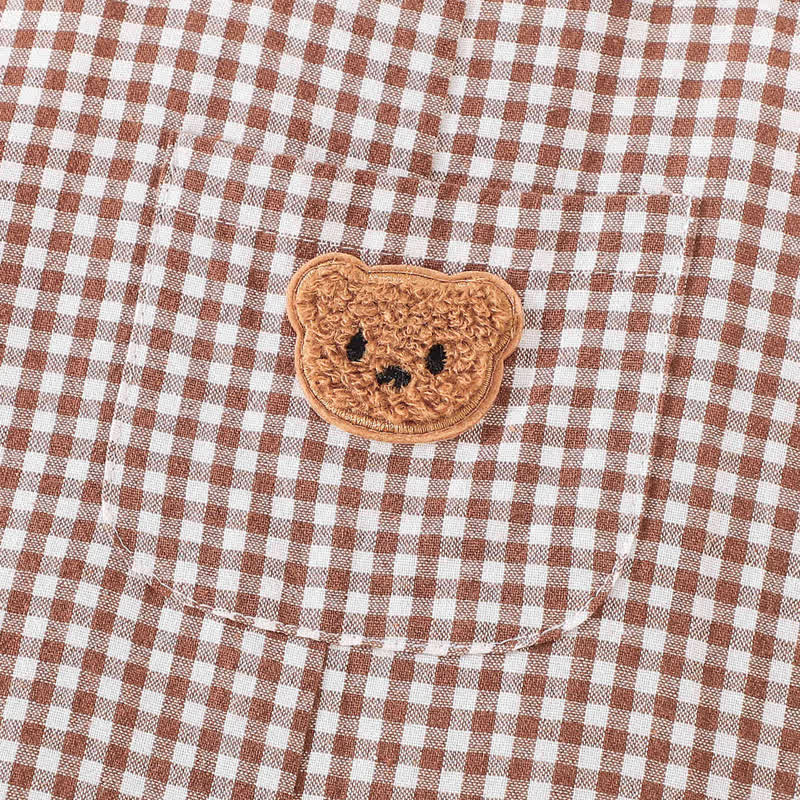 Baby Brown Bear Gingham Adjustable Strap Overalls - image 5