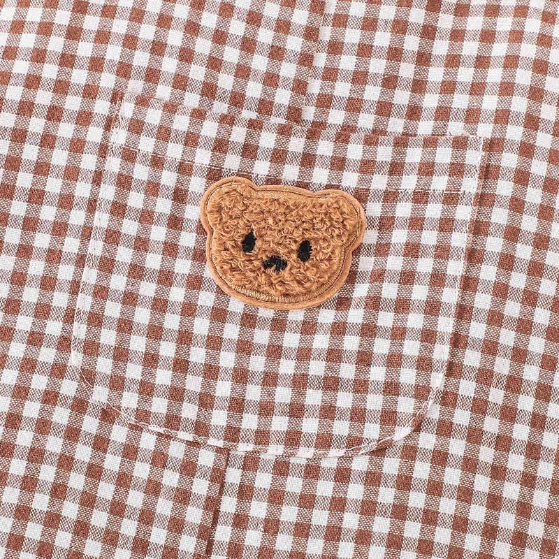 Baby Brown Bear Gingham Adjustable Strap Overalls - image 5