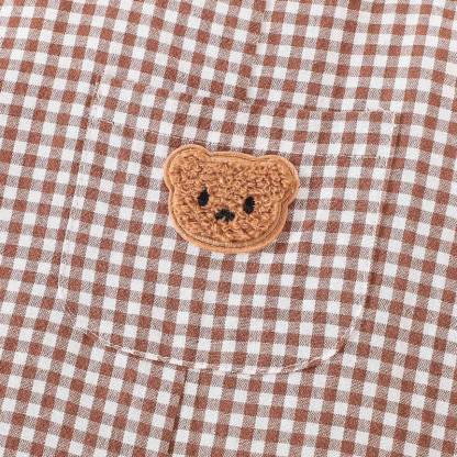 Baby Brown Bear Gingham Adjustable Strap Overalls - image 5