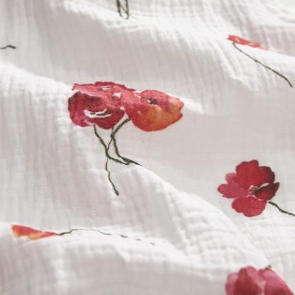 Baby Girls Red Flower Print White Jumpsuit with Hat - image 6