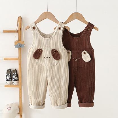 Toddler Baby Dog Corduroy Pocket Roll Cuff Overalls - image 1