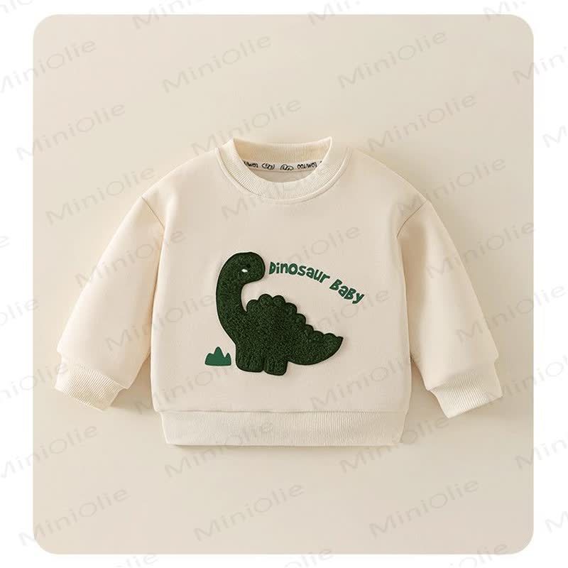 Toddler Plush Animal Applique Crewneck Sweatshirt - Beige - 8-9T - image 3