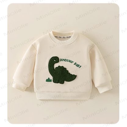 Toddler Plush Animal Applique Crewneck Sweatshirt - Beige - 8-9T - image 3