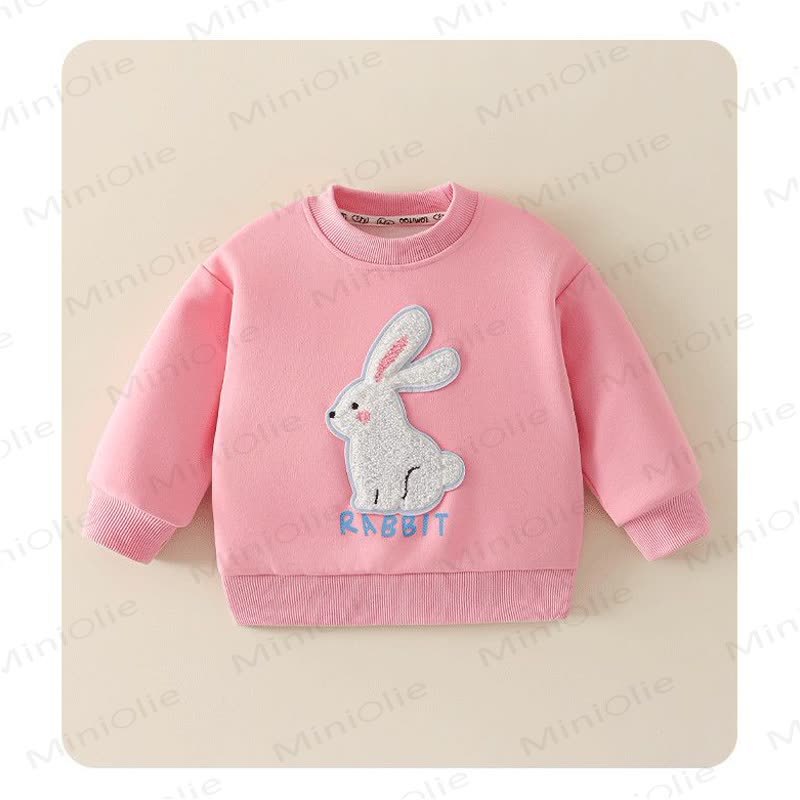 Toddler Plush Animal Applique Crewneck Sweatshirt - Pink - 8-9T - image 4