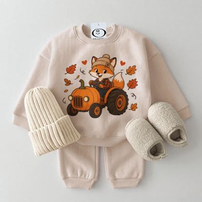 Baby Beige Driving Fox Sweatshirt 2-piece Set - Beige - 2-3T - image 1