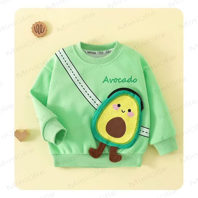 Toddler 3D Fruit Print Crossbody Patch Sweatshirt - Green Avocado - 8-9T - image 5