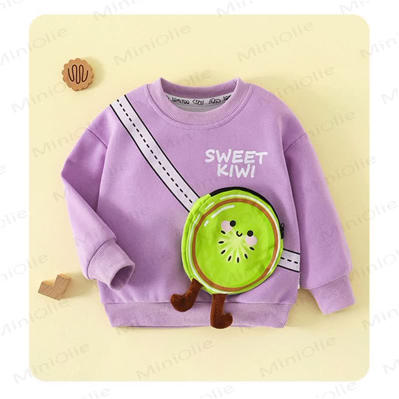 Toddler 3D Fruit Print Crossbody Patch Sweatshirt - Purple Kiwi - 8-9T - image 8