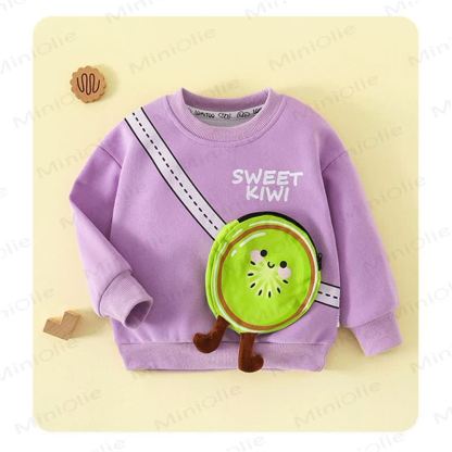 Toddler 3D Fruit Print Crossbody Patch Sweatshirt - Purple Kiwi - 8-9T - image 8