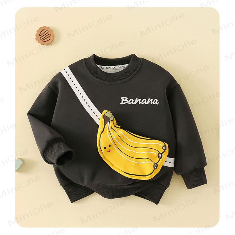 Toddler 3D Fruit Print Crossbody Patch Sweatshirt - Gray Banana - 8-9T - image 7