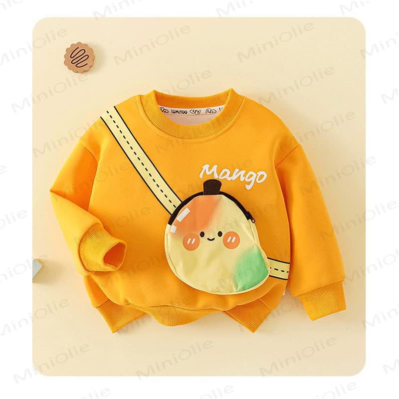 Toddler 3D Fruit Print Crossbody Patch Sweatshirt - Yellow Mango - 8-9T - image 6