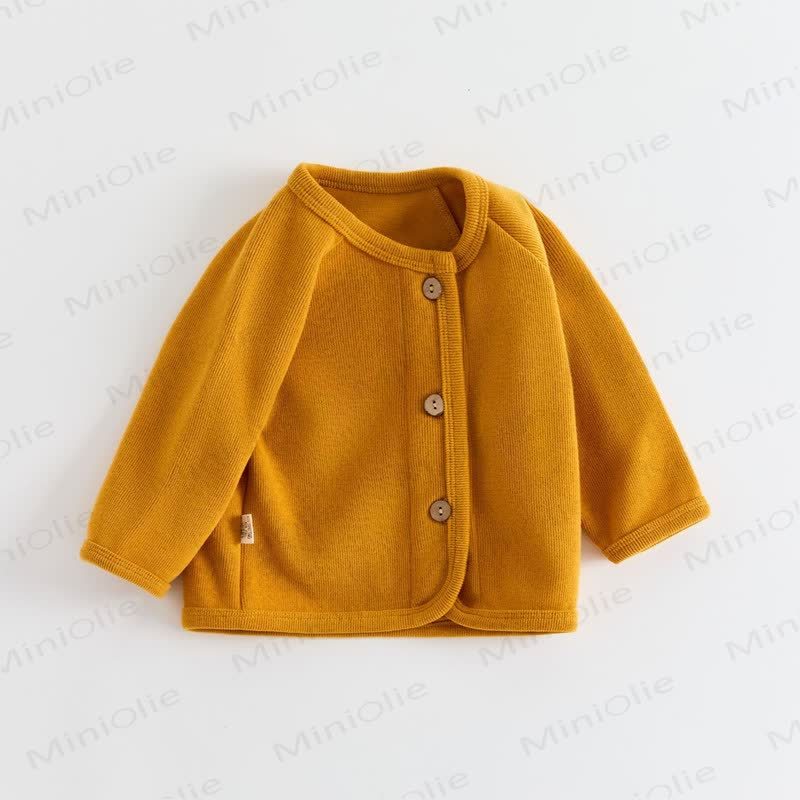 Baby Soft Cotton Button Front Cardigan Coat - Orange - 4-5T - image 3
