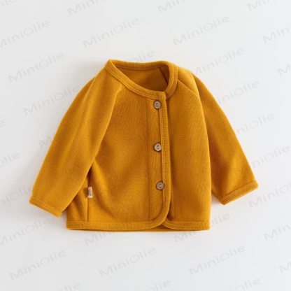 Baby Soft Cotton Button Front Cardigan Coat - Orange - 4-5T - image 3