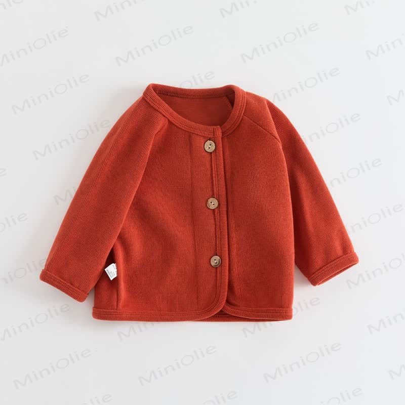 Baby Soft Cotton Button Front Cardigan Coat - Red - 4-5T - image 7