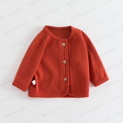 Baby Soft Cotton Button Front Cardigan Coat - Red - 4-5T - image 7