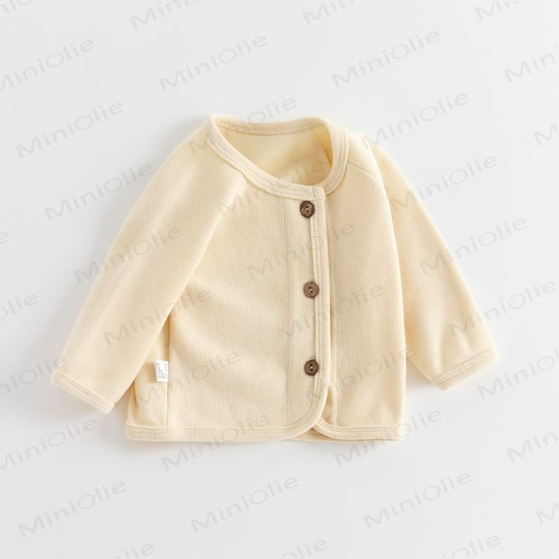 Baby Soft Cotton Button Front Cardigan Coat - Beige - 4-5T - image 4