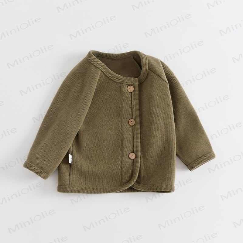 Baby Soft Cotton Button Front Cardigan Coat - Green - 4-5T - image 5