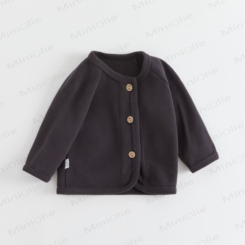 Baby Soft Cotton Button Front Cardigan Coat - Gray - 4-5T - image 6
