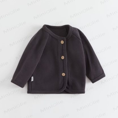 Baby Soft Cotton Button Front Cardigan Coat - Gray - 4-5T - image 6