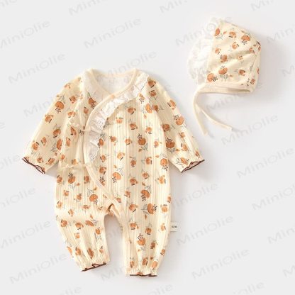 Baby Lace Collar Ribbed Romper - Yellow - 3-6M - image 2